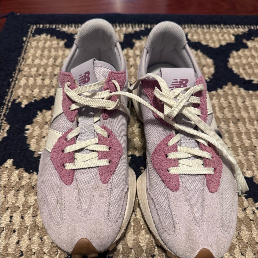 New Balance Women's Pink and White Sneakers